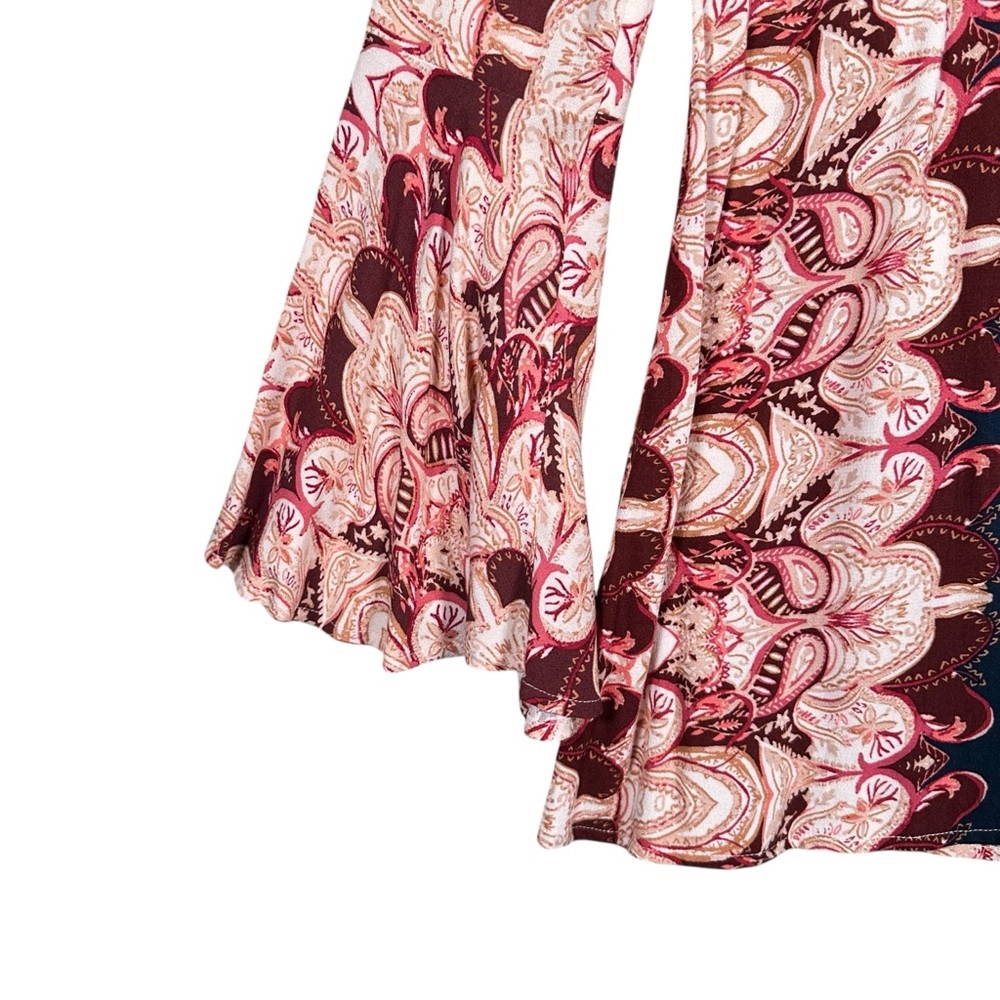 FREE PEOPLE Ossie Vibes Bell Sleeves Print Tunic Dress in Ivory - Picture 8 of 13